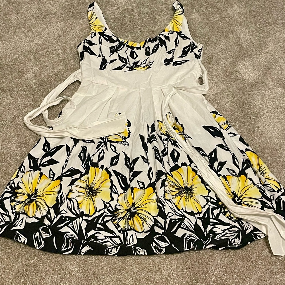 B. Smart Yellow and Black Floral Dress